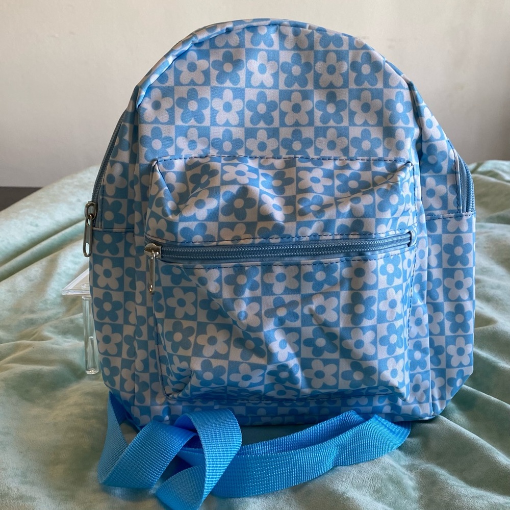 Blue Retro Floral Mini Backpack - New